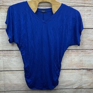 Amce All.F.Y‎ Royal Blue V Neck Kimono Dolman Short Sleeve Top Women's Medium